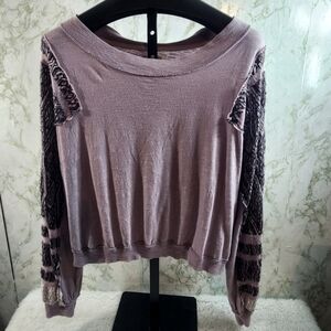 We The Free Lavender Boat Neck Cropped Top